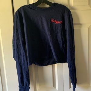 crop top navy long sleeve